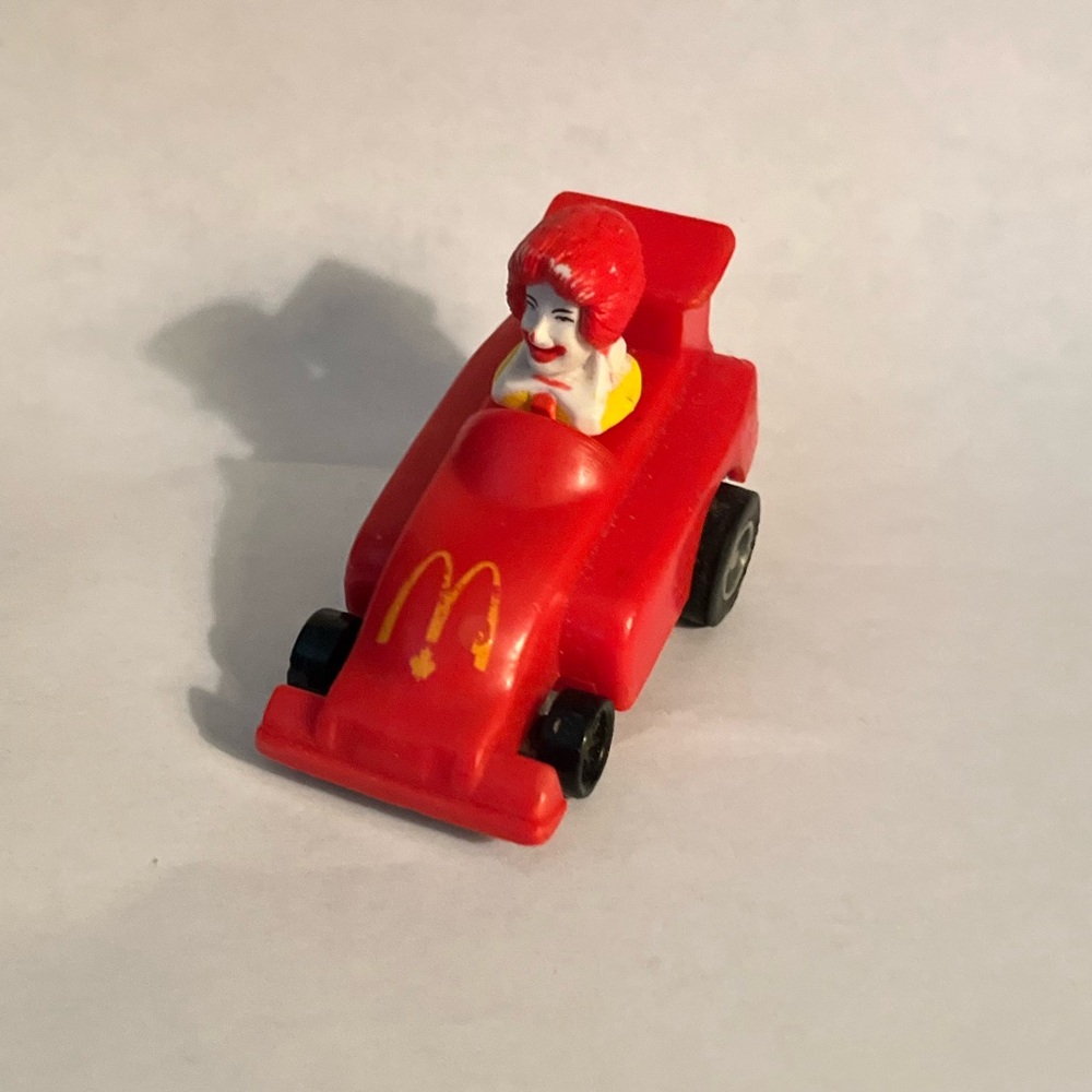 McDonalds Vintage Happy Meal Toy 1988 Ronald McDonald Pull Back Red Race Car